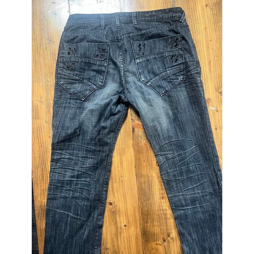 Y2K Born in Los Angeles Mens Dark Wash Straight Leg Jeans GrommetSize 36 - Picture 7 of 10